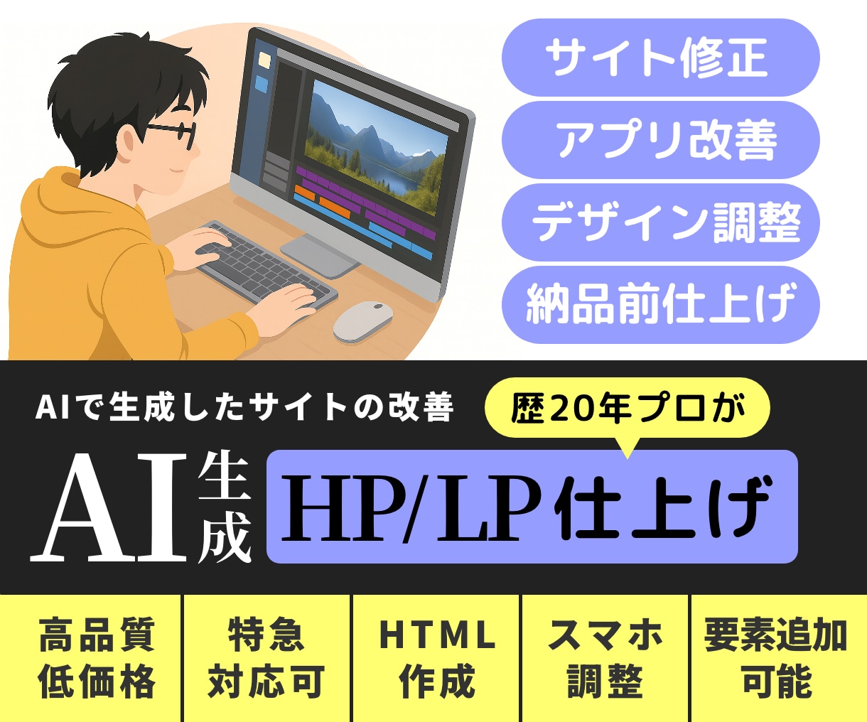 AI生成HP/LPを歴20年のプロが仕上げます AIで生成したサイトの改善〜公開前チェック仕上げ イメージ1