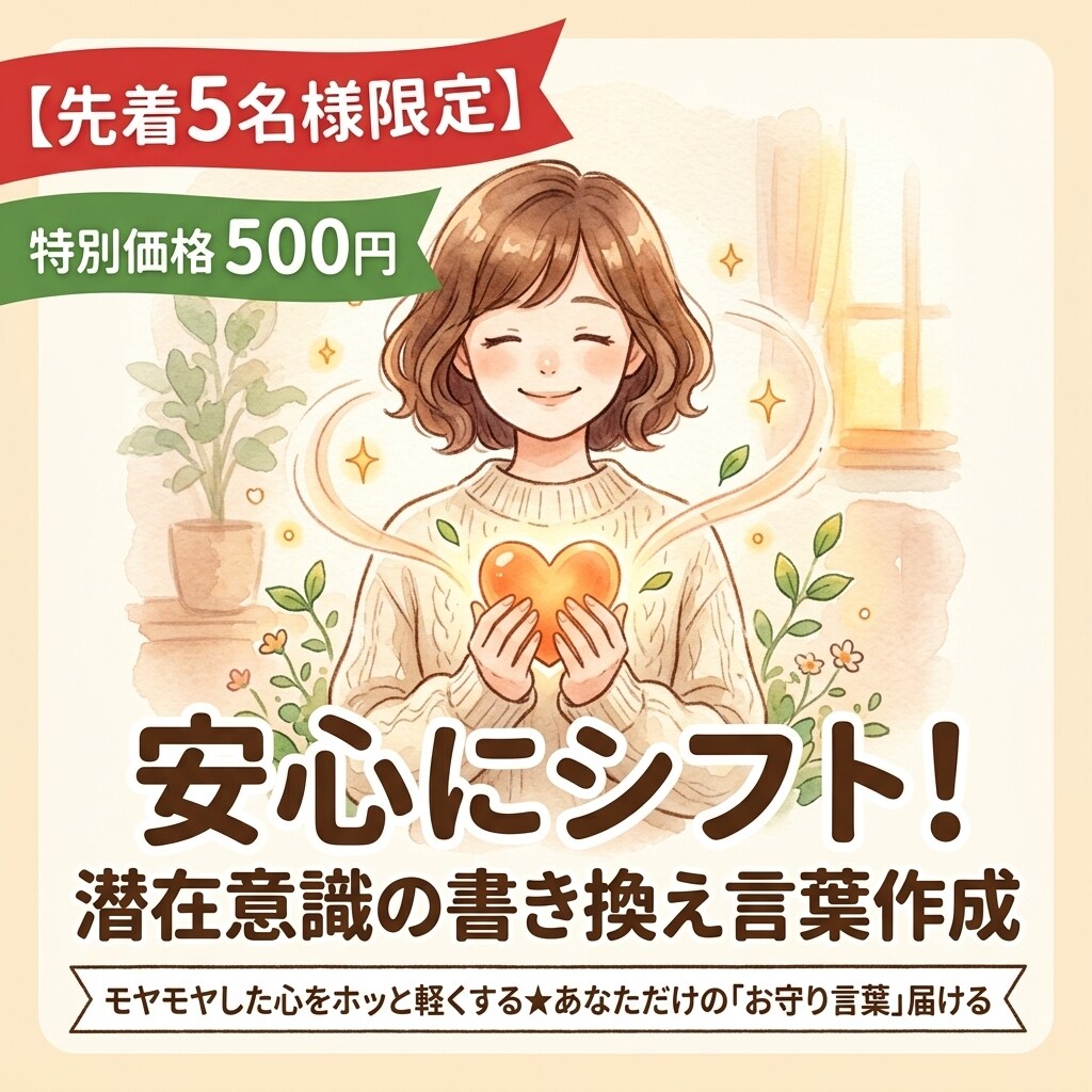 快にシフト！【先着5名】潜在意識の書換言葉作成ます モヤモヤした心を軽くする★あなただけの「お守り言葉」届ける イメージ1