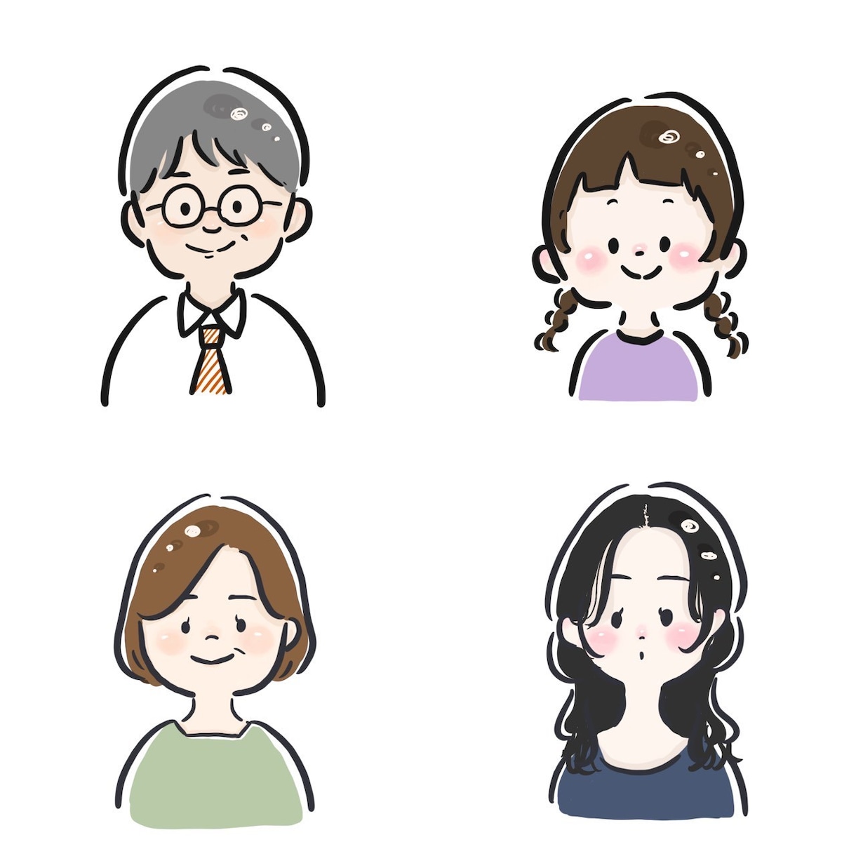 上半身までの似顔絵を描きます 写真データを元にゆるくてやさしい似顔絵をお描きします。 イメージ2