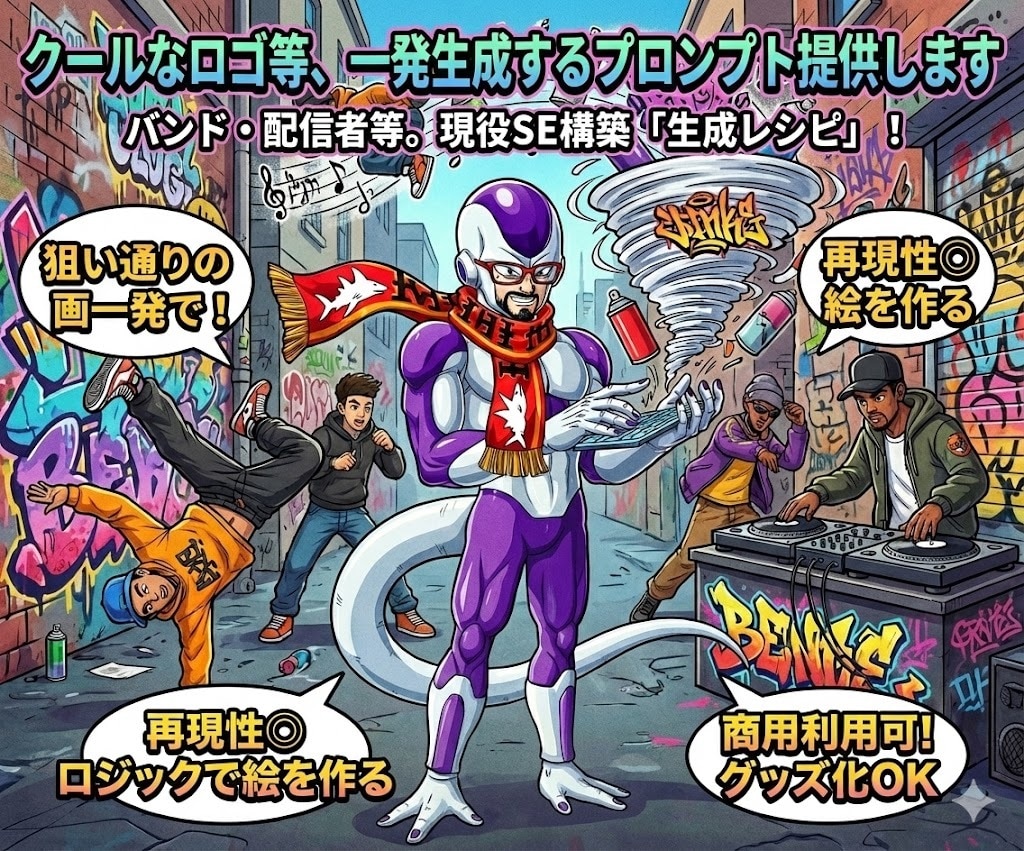 クールなロゴ等、一発生成するプロンプト提供します バンド・配信者等。現役SE構築「クールなロゴ等」生成レシピ! イメージ1