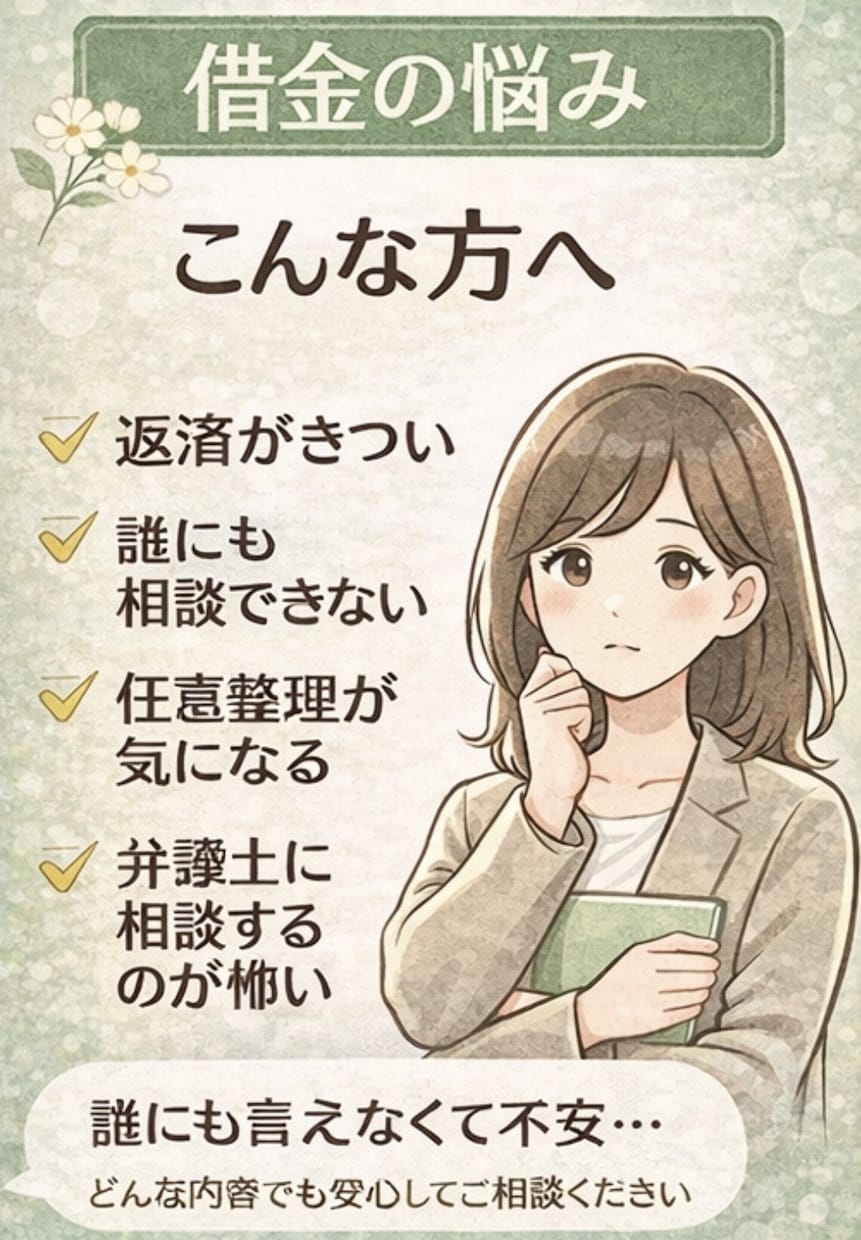 借金の悩み｜元法律事務所スタッフが相談のります 誰にも言えない借金の不安を安心して話せる場所 イメージ2