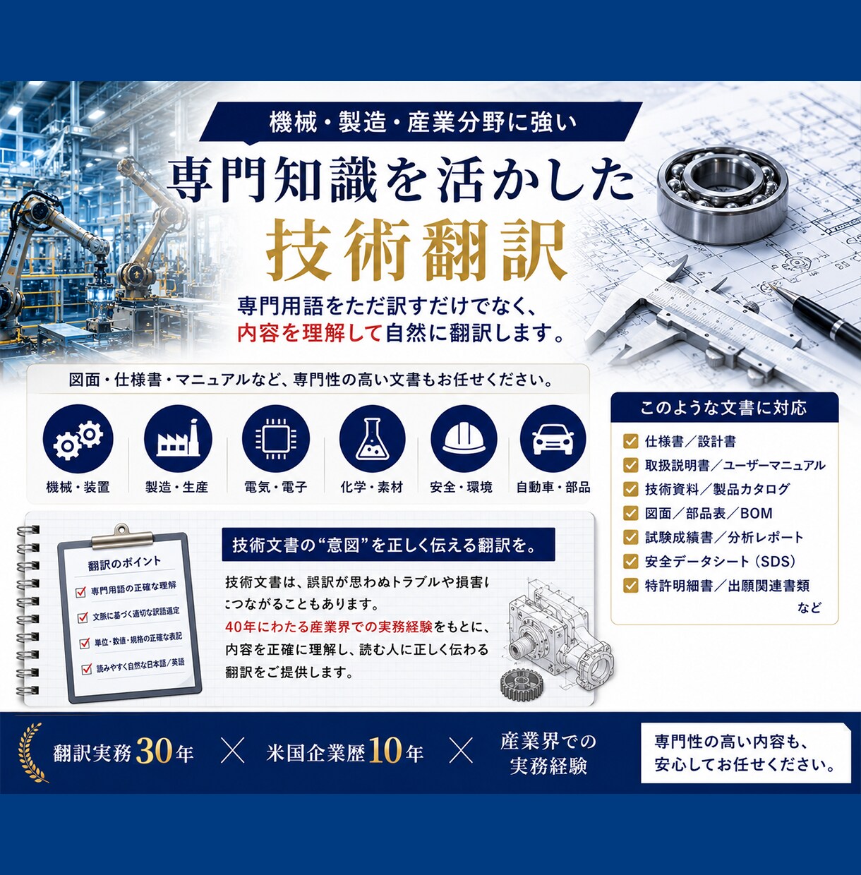 技術から一般分野まで英文和訳・和文英訳をいたします 産業界翻訳実務30年、米国企業歴10年のキャリアを生かします イメージ3