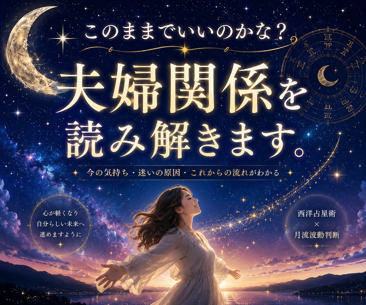 このままでいいのかな？夫婦関係を視ます 西洋占星術×月流波動判断で今後の流れを鑑定 イメージ1