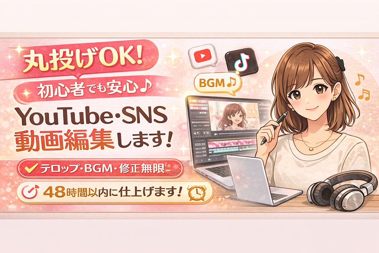 初心者歓迎★ 【丸投げOK】動画編集します YouTube・SNS動画編集｜イメージ未確定でも丁寧に対応 イメージ1