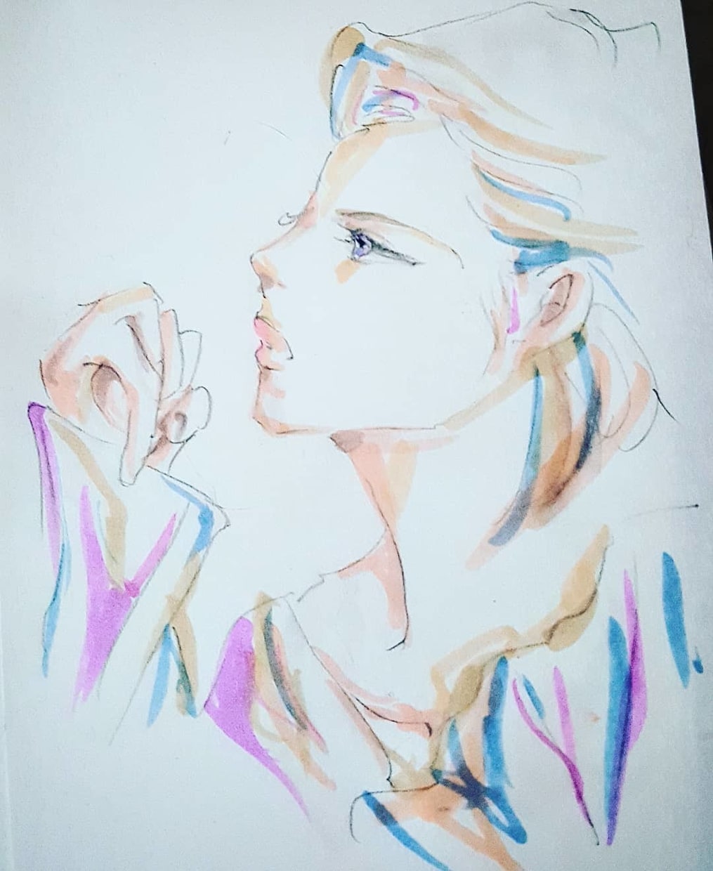 アイコンに最適)印象的似顔絵作成します 新しい似顔絵)瞳を印象的に。顔面の片側で似顔絵作成致します イメージ2