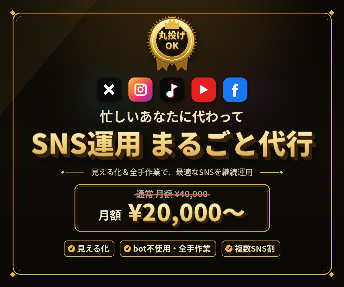 あなたの事業を理解しSNS運用をまるごと代行します 忙しいあなたに代わり、最適なSNSを見える化して継続運用 イメージ1