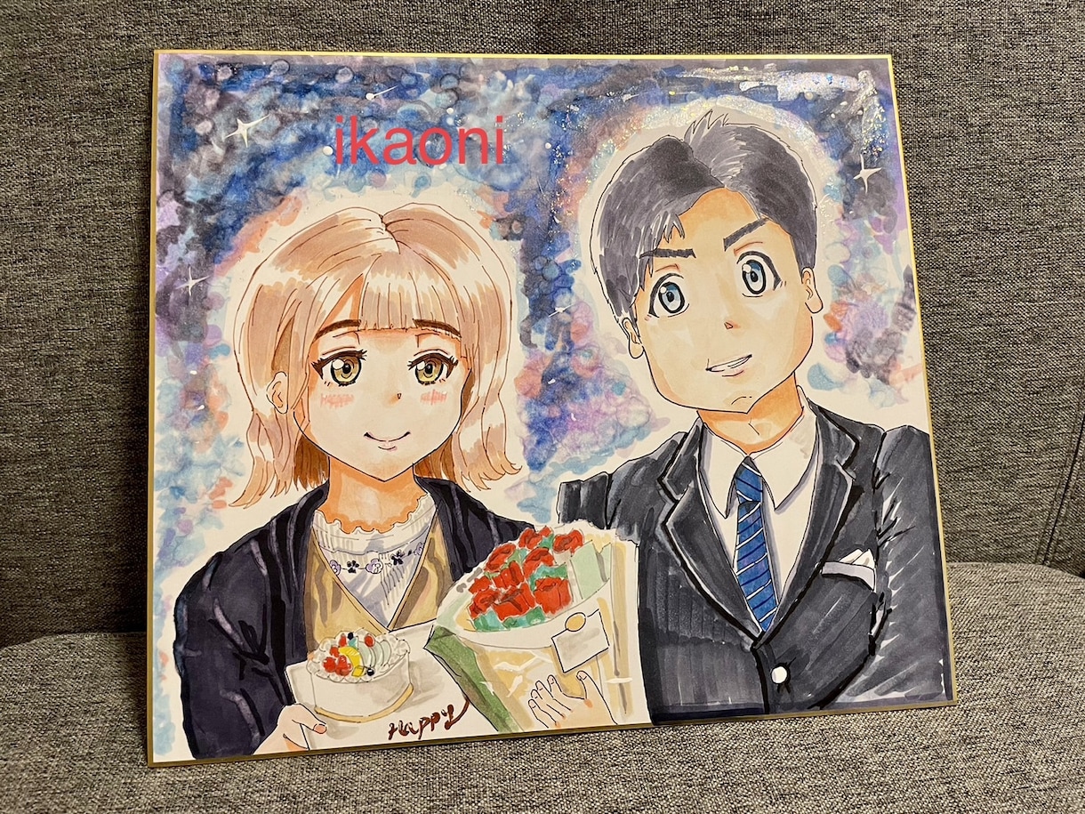 かわいい女の子などと背景をアナログで描きます コピック、色鉛筆、ホワイト、透明ラメネイルなどで描きます イメージ1