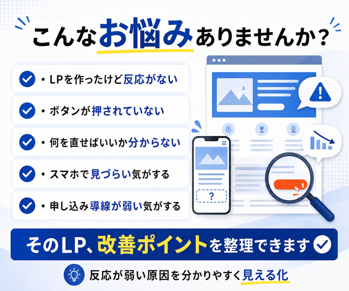 売れるLPのファーストビュー・訴求を改善します LPのファーストビュー改善・訴求改善サービス イメージ3