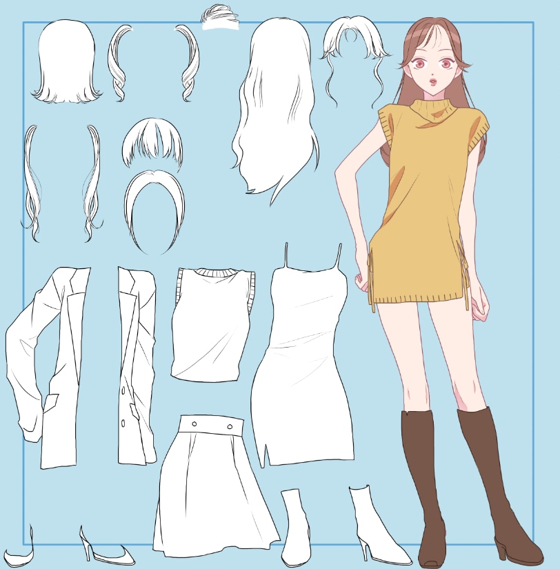 着せ替え用・ファッションイラスト描きます アイテムを選んで購入可能！追加も対応いたします＾＾ イメージ2