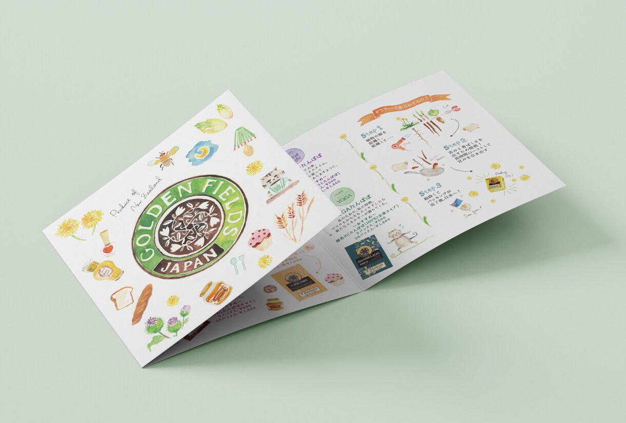 変形サイズも可！リーフレットやカタログ制作します 商品の紹介から会社案内まで。イラストを用いることも可能です イメージ2