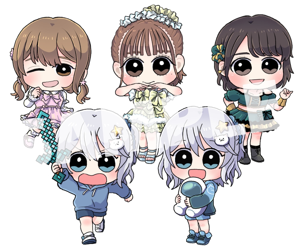 むにゅっとポップで可愛いデフォルメ・SD描きます 全身デフォルメ、アイコン、動画用、グッズ用、基本料金で商用可 イメージ5