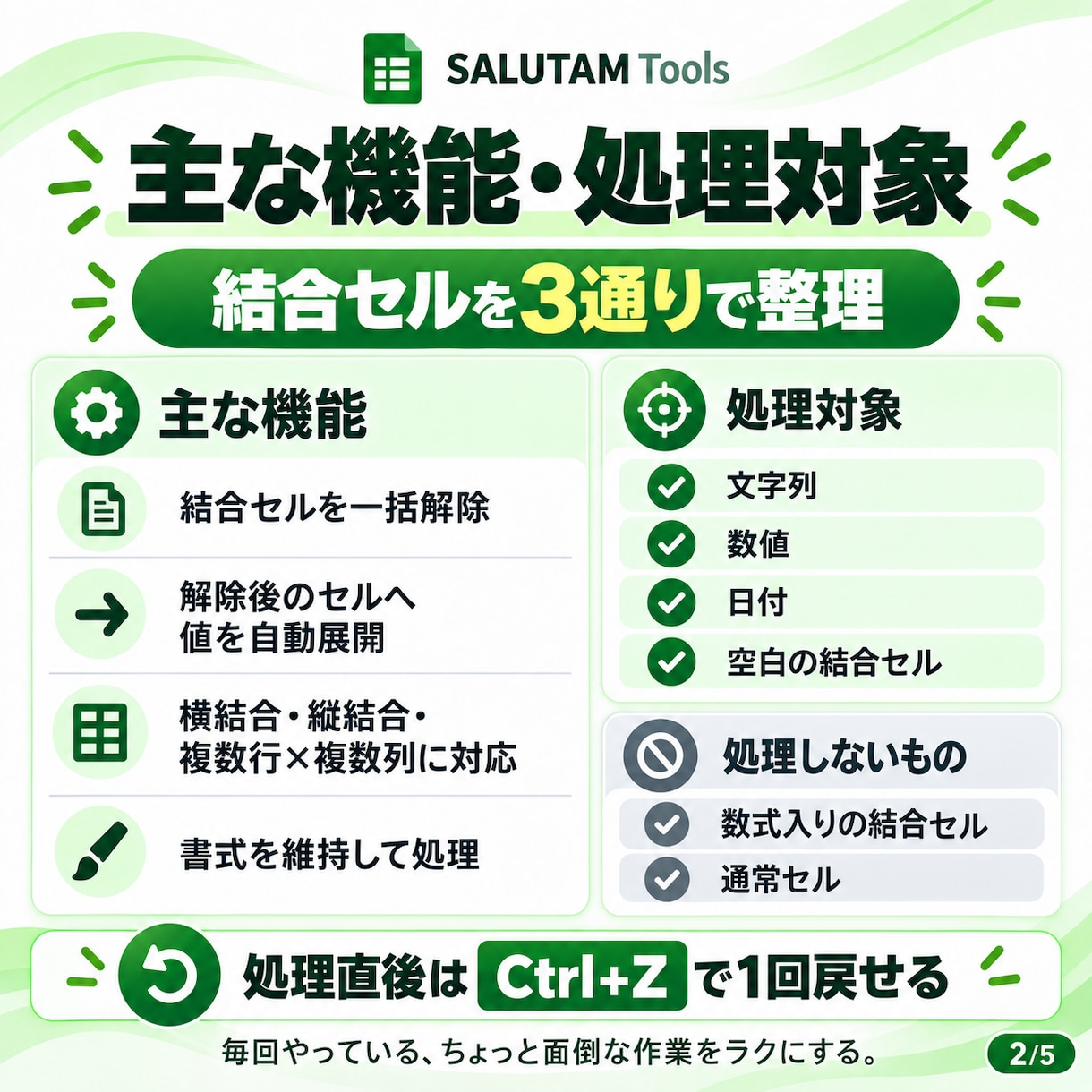 Excelのセル結合を一括解除して値を埋めます 結合解除後の空白セルへ元の値を自動展開｜Ctrl＋Z対応 イメージ2