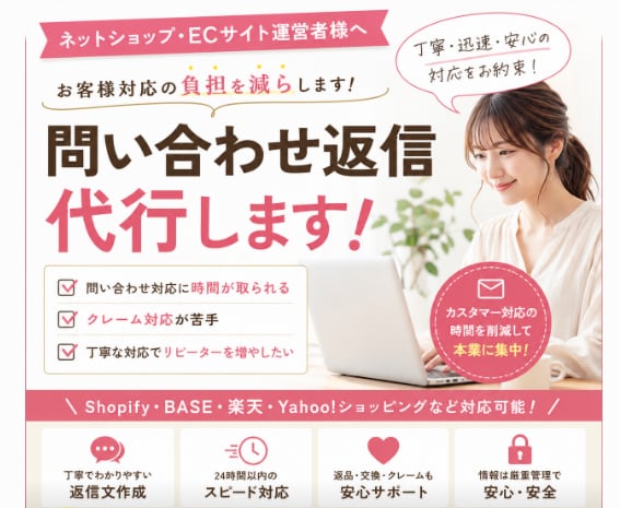 ECサイトのお客様対応を代行します 問い合わせ返信代行 お試し1週間 3000円 イメージ1