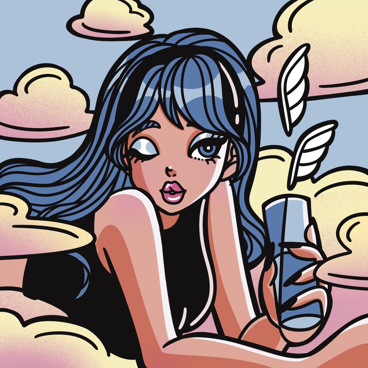 ポップでカラフル！目を引く海外風ガール描きます ちょっとストリート♡アイコンやグッズにいかがでしょうか♡ イメージ4