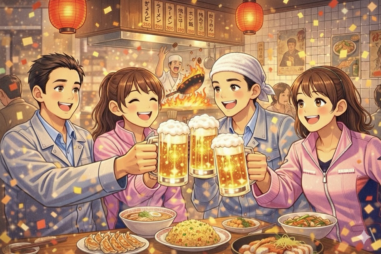 何も頑張ってないけどそんなの関係ねえ打ち上げします 街中華｜サボろう｜ワクワク｜理由なんか要らん｜ヤケクソ イメージ4