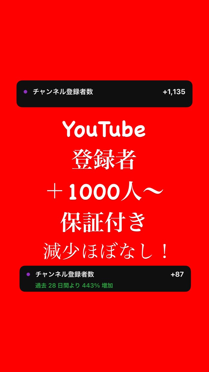 YouTube登録者1000人～増やします YouTube登録者数！30日間の保証付き！ イメージ1