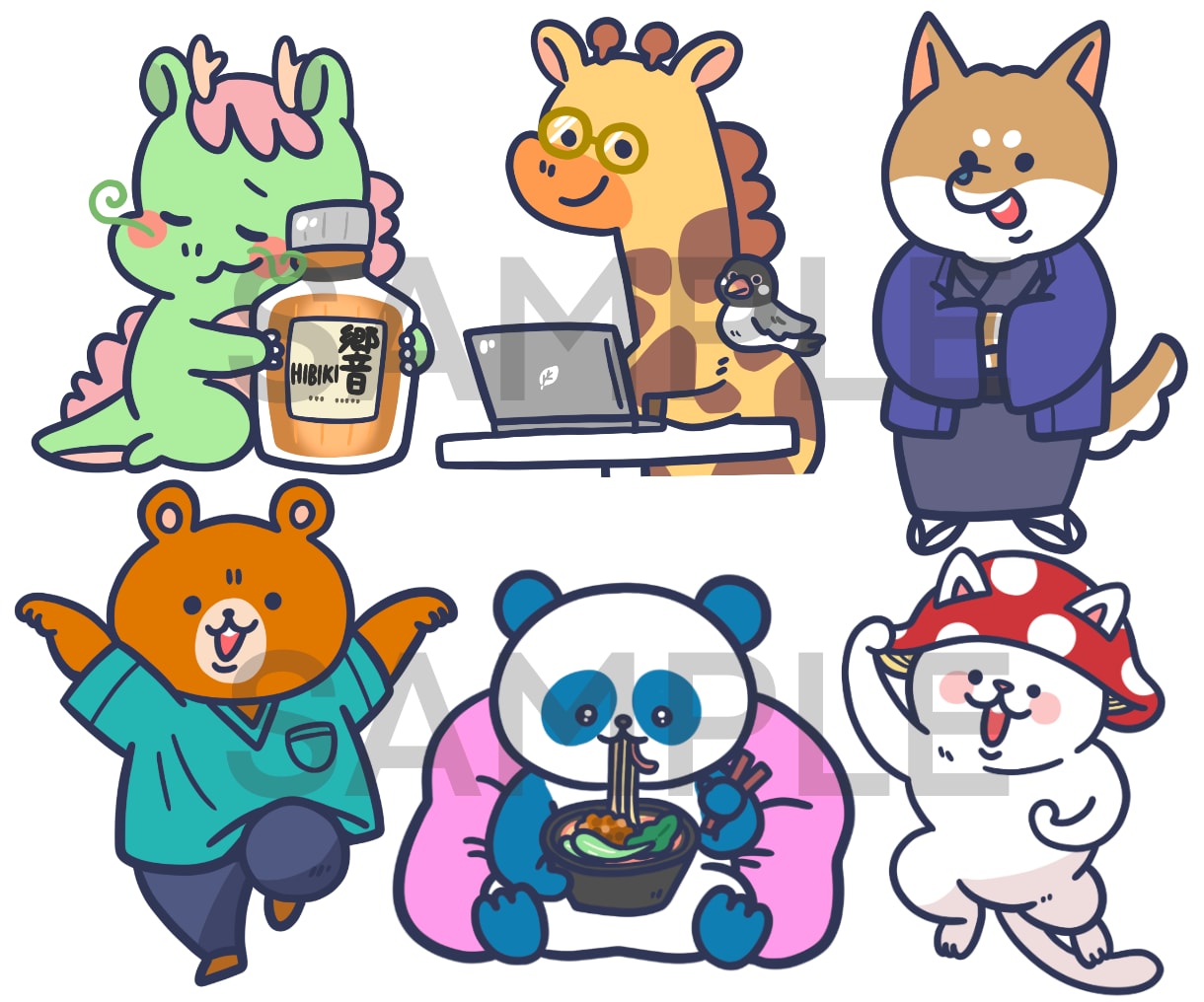販売実績1000件超★ゆるかわシュールな絵描きます 小物無料・修正無制限！いろんな表情はお任せください！ イメージ5