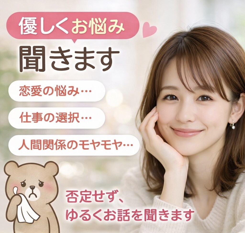 チャットで話しましょう！聞き役になります 否定ゼロで話聞きます（恋愛・仕事・人間関係OK）夜でもOK イメージ1