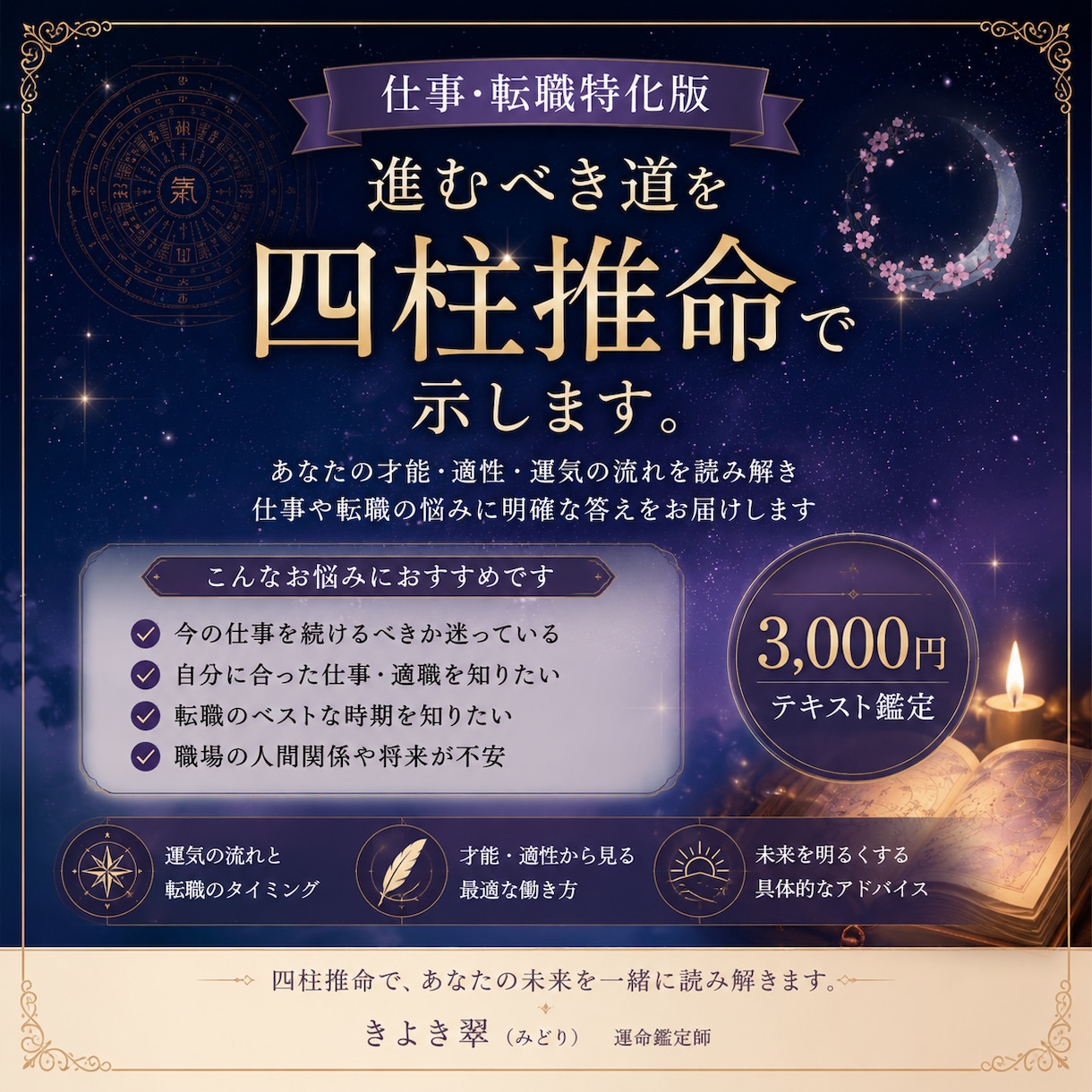 仕事・転職特化版│進むべき道を四柱推命で示します 運気の流れと適性をもとに、あなたに合った働き方を読み解きます イメージ1