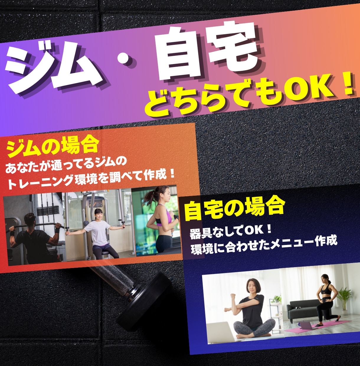 オール☆5評価！あなた専用筋トレメニュー作成します ジム・自宅どちらも対応◎目的別の完全オーダーメイドメニュー！ イメージ3