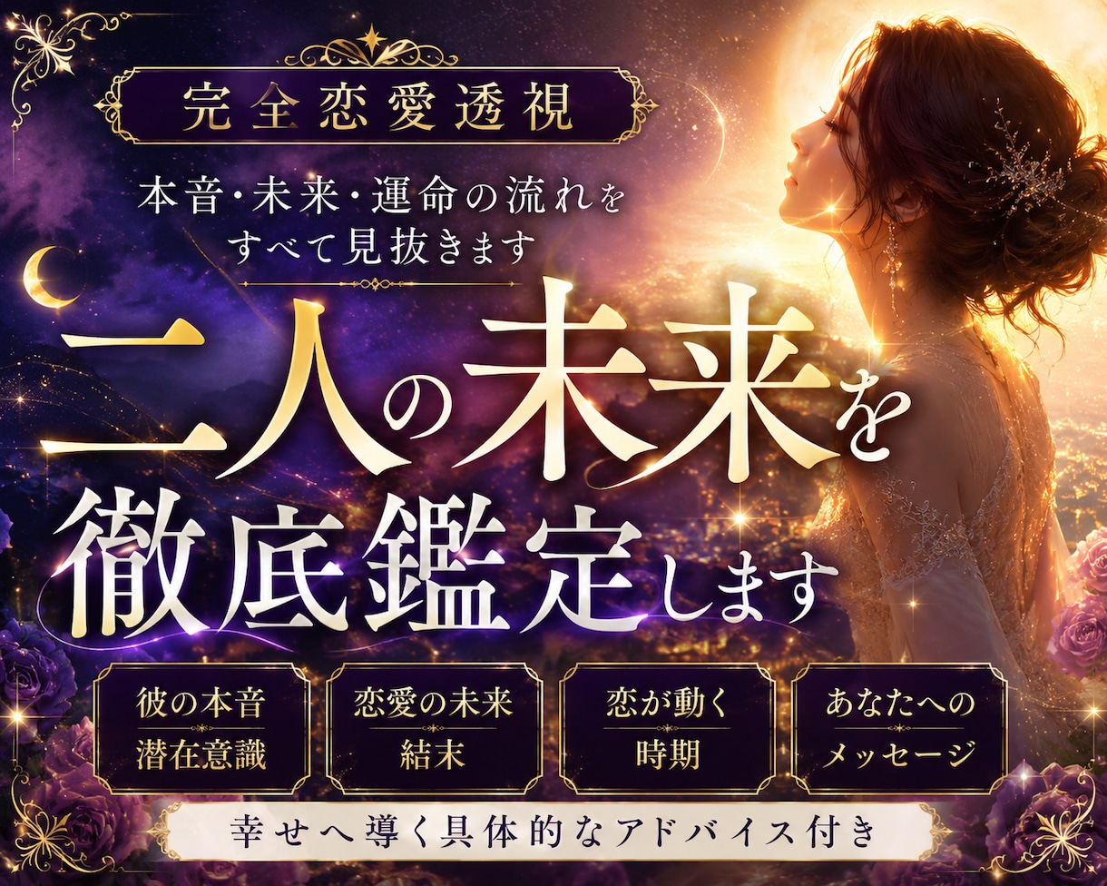 完全恋愛透視｜二人の未来を徹底鑑定します 本音・未来・時期まで徹底鑑定します イメージ1
