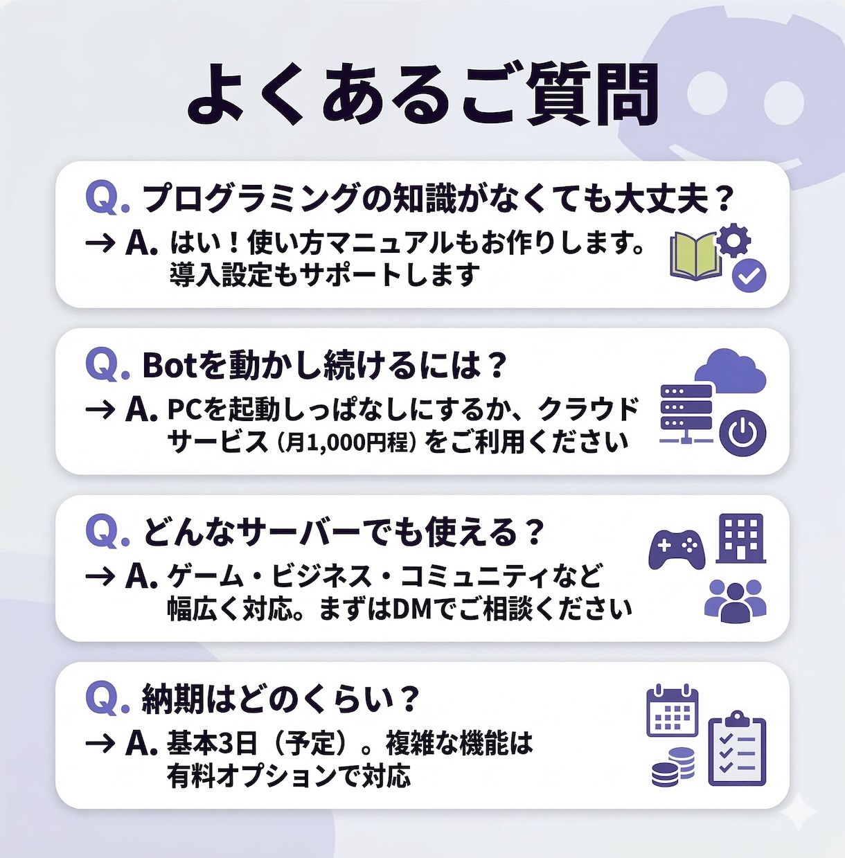Discord Botをオーダーメイドで開発します 通知・管理・自動投稿、欲しい機能を何でも実装 イメージ7