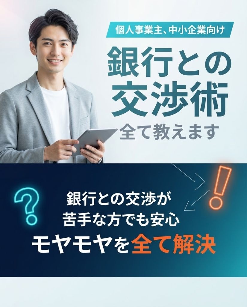 銀行との交渉相談、質問を何でも請負います 月額7500円。個人事業主、中堅中小企業向けです。 イメージ1