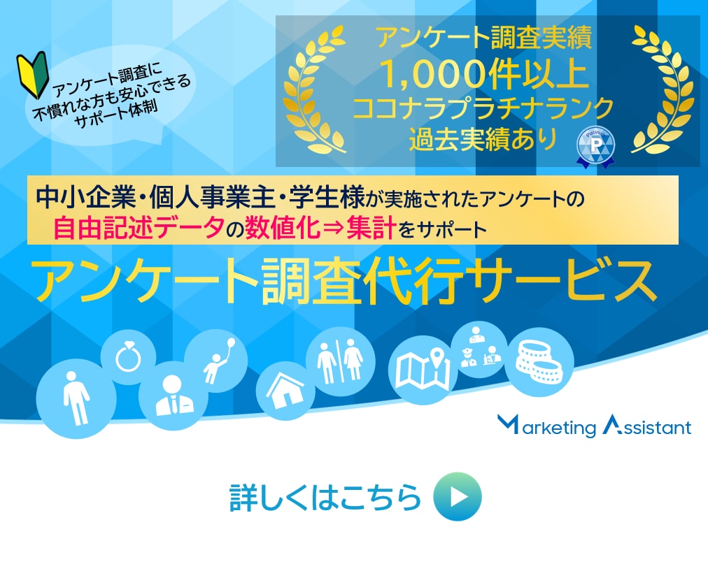 アンケート調査：自由記述データの数量化承ります 自由記述データの扱いにお困りの方、データを数値化されたい方 イメージ1