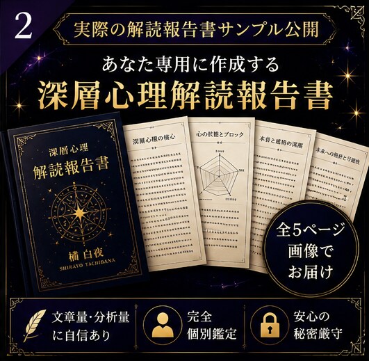 恋愛、人間関係の苦しい悩みに、進む答えを導きます 17の質問から恋愛や人間関係を読み解く全5P鑑定書です イメージ3