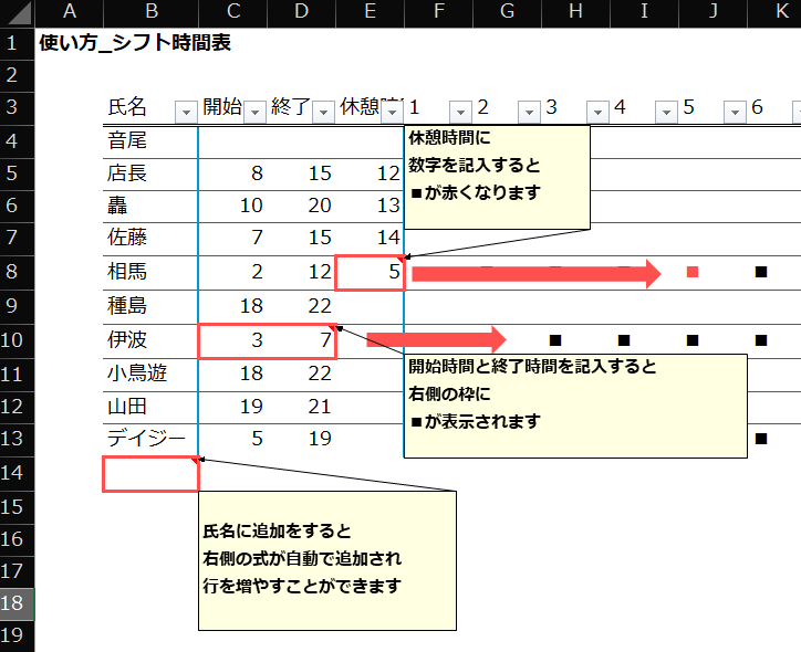 シフト表オーダーメイドできます 【オーダーメイド】Excelシフト管理表を業務に合わせて作成 イメージ2