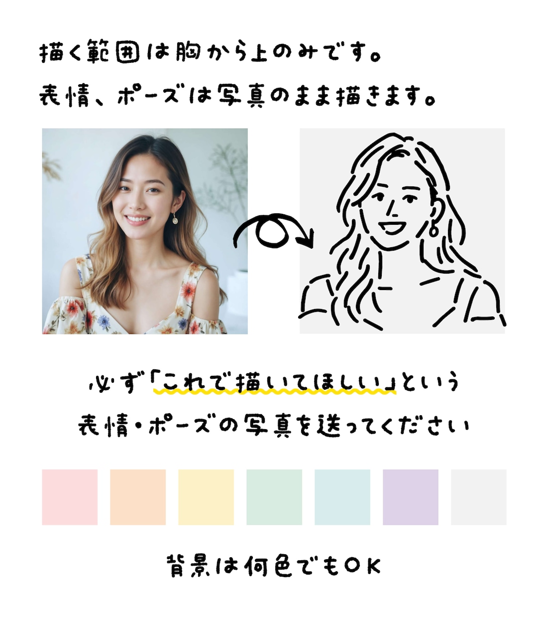 アイコンや名刺に！ゆる〜い手描き似顔絵を描きます 写真1枚でOK！SNSアイコン・ヘッダー・名刺に♪ イメージ2