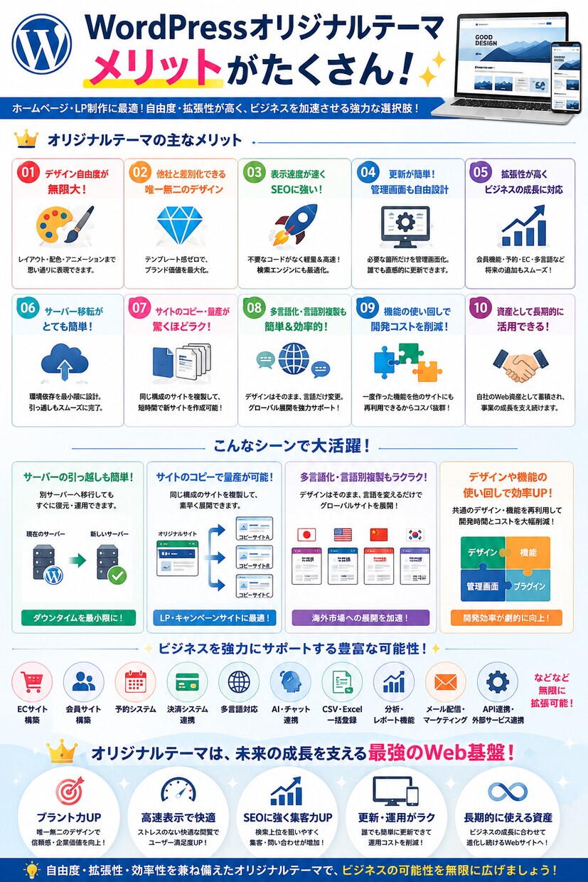 WordPressオリジナルテーマでHP作成します オリジナルテーマはメリットだらけ イメージ6