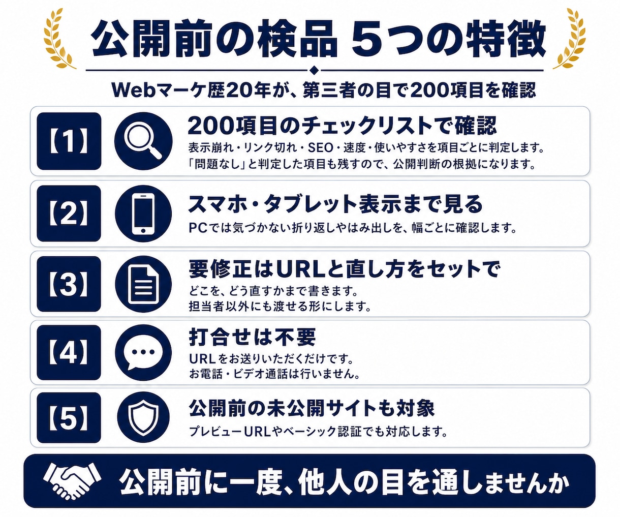 公開前のWebサイトを200項目で検品します 公開前チェック｜表示崩れ・リンク切れ・SEOの抜けを検出 イメージ2