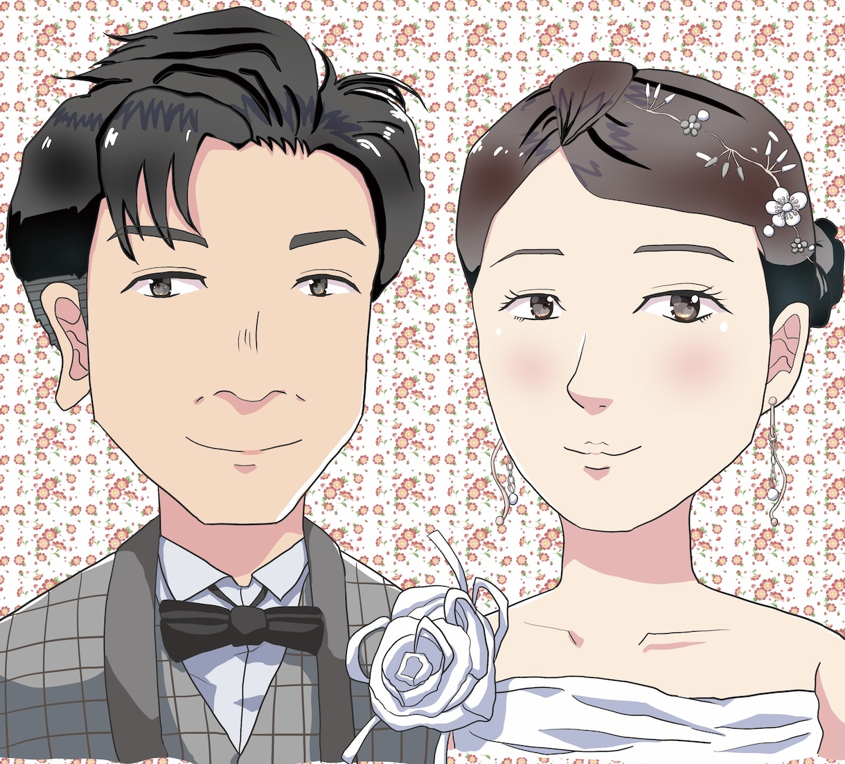 アニメタッチの似顔絵描きます 結婚式のウェルカムスペースにもおすすめ！ イメージ1