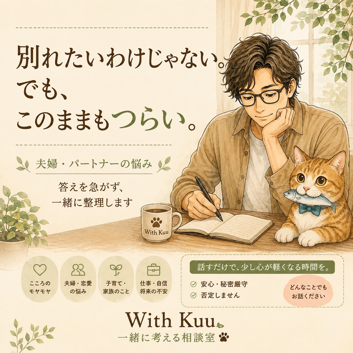 夫婦・パートナーのお悩みをお聴きします 別れたいわけじゃない。でも、このままもでもつらい イメージ1