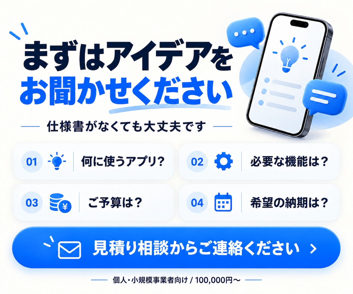 個人・小規模事業向けiOSアプリを開発します 自主開発10本の経験を、あなたのアプリづくりに イメージ6