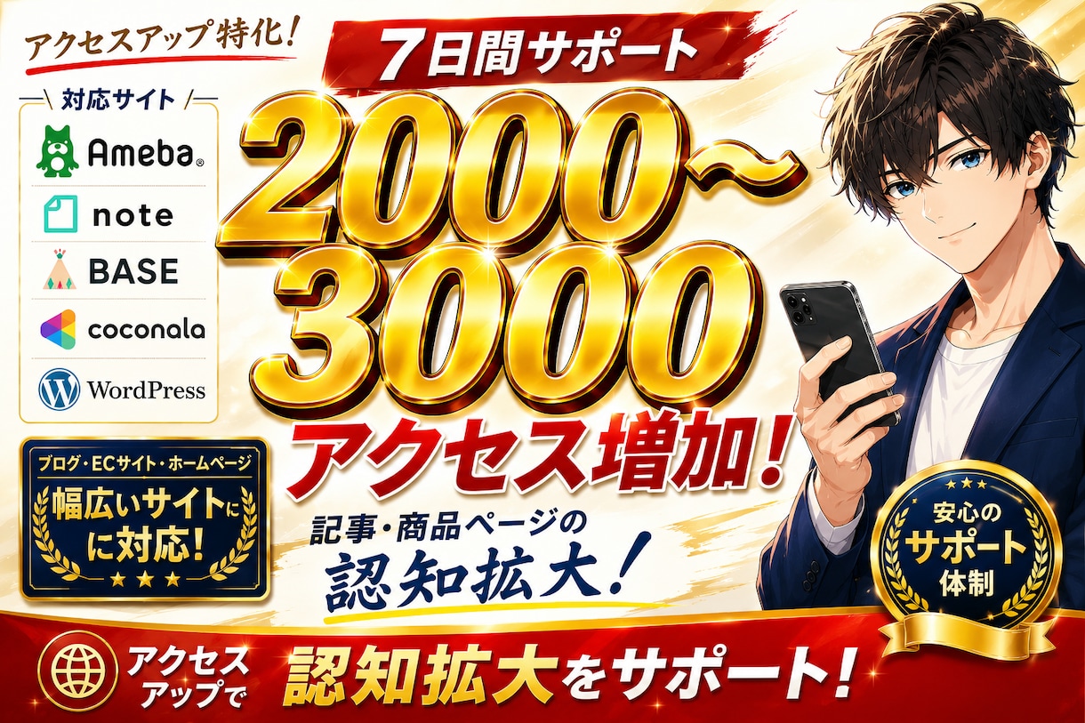 アメブロ・note・BASE等アクセスUPします 7日間アクセス増加で認知拡大をサポート！ イメージ1