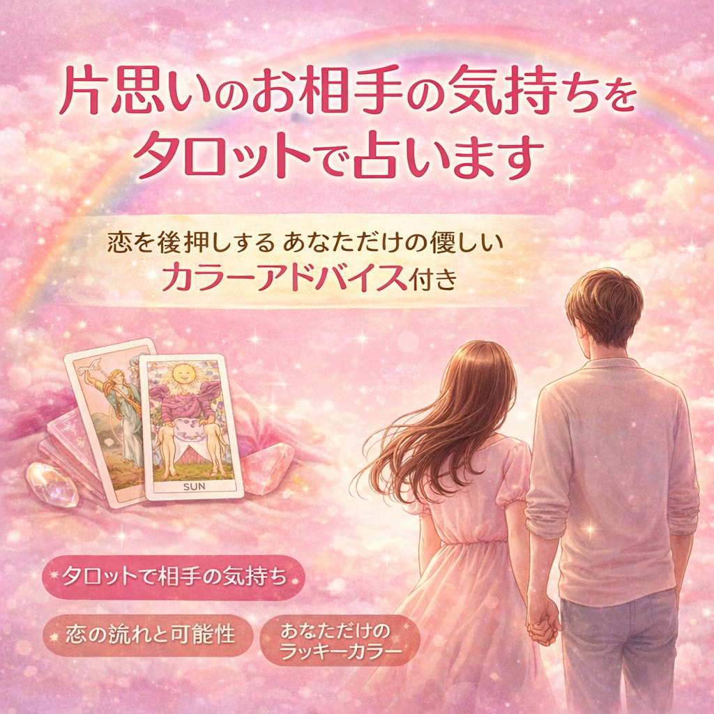 片思いのお相手の気持ちをタロットで占います 恋を後押しするあなただけの優しいカラーアドバイス付き イメージ1