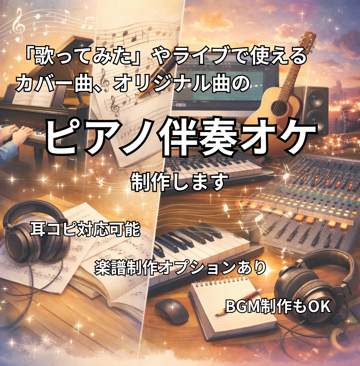 ライブや「歌ってみた」用ピアノ伴奏音源制作します カバー曲やオリジナル曲をあなただけのアレンジで イメージ1