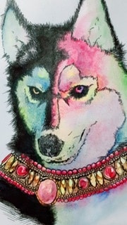 手描きで動物に宝石の装飾イラスト描きます お好きな動物にキラキラ宝石のネックレスなど イメージ2