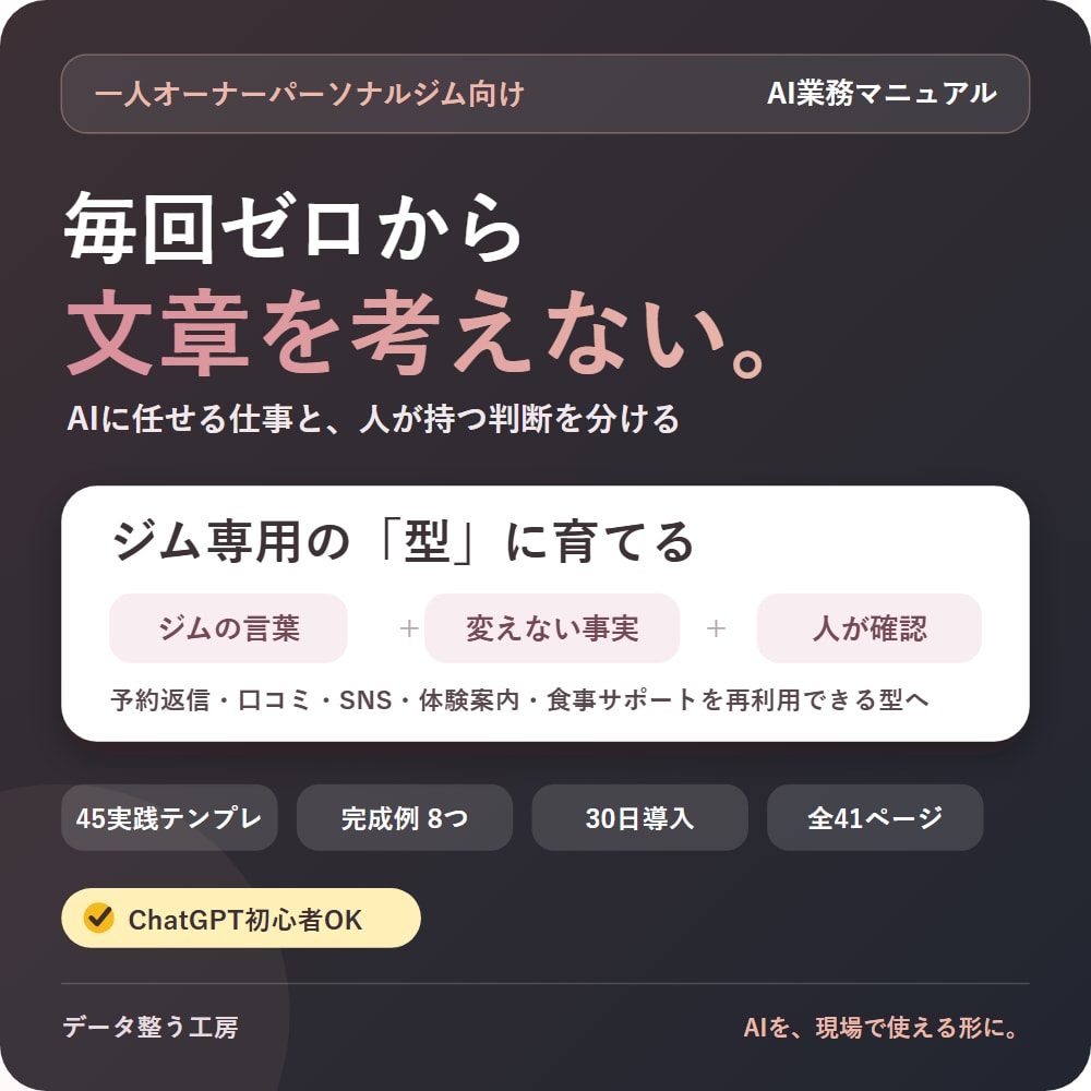 パーソナルジム用AI業務マニュアルを届けます 運動・健康・栄養・契約をAIへ丸投げしない イメージ1