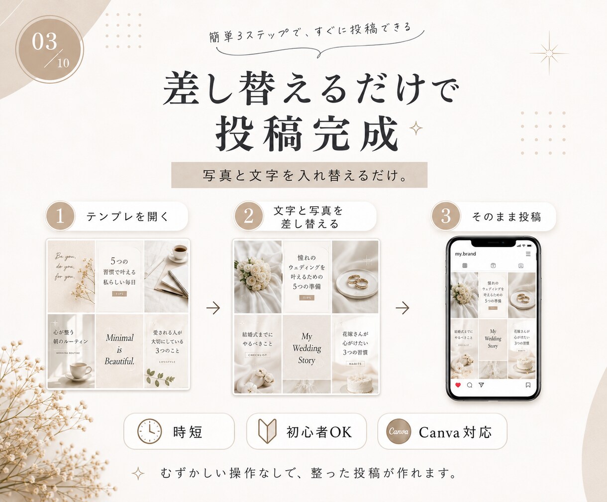 見られるインスタ投稿テンプレ作ります Canvaで使える世界観テンプレ イメージ3