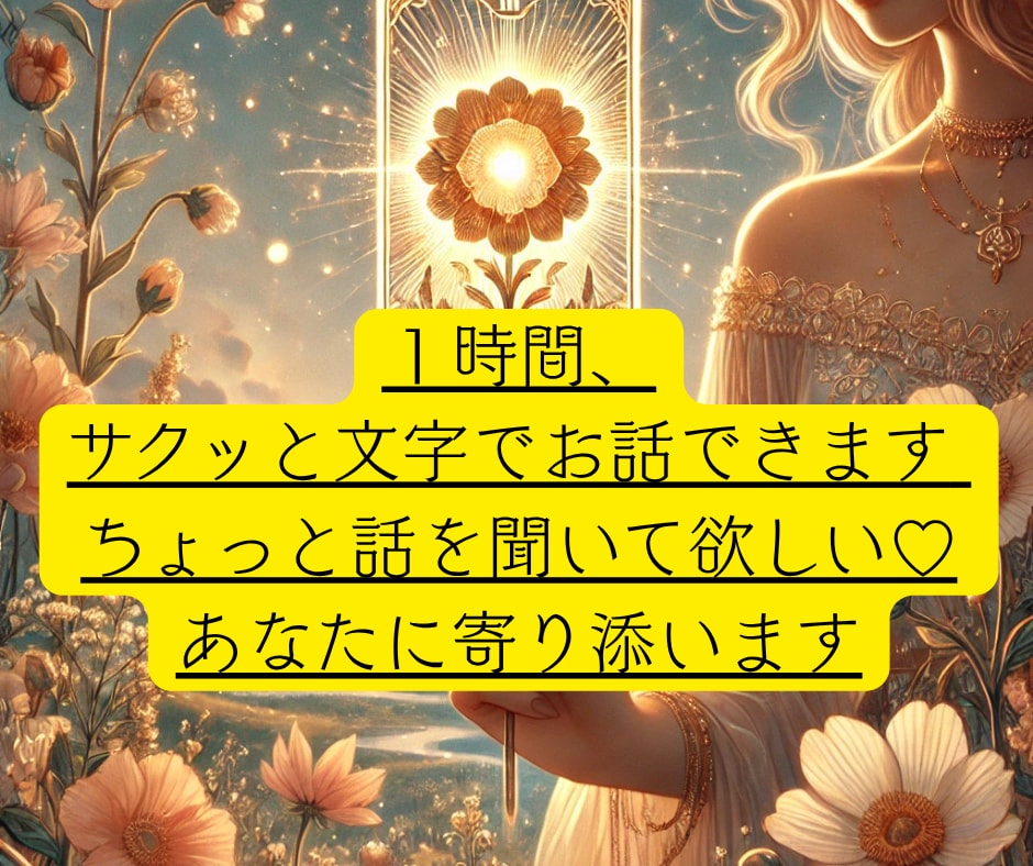 １時間、サクッと文字でお話できます ちょっと話を聞いて欲しい♡あなたに寄り添います イメージ1