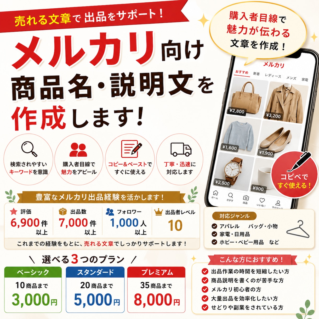 メルカリ出品・コメント対応を代行します 出品の手間を減らしたい方におすすめ イメージ1