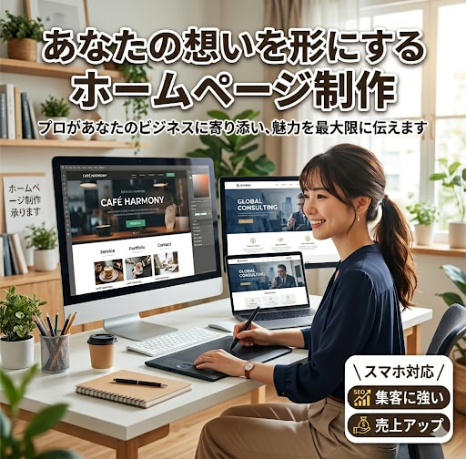 スマホでも見やすい。維持費０円～作れます オシャレなのに自分で簡単に更新できる イメージ1