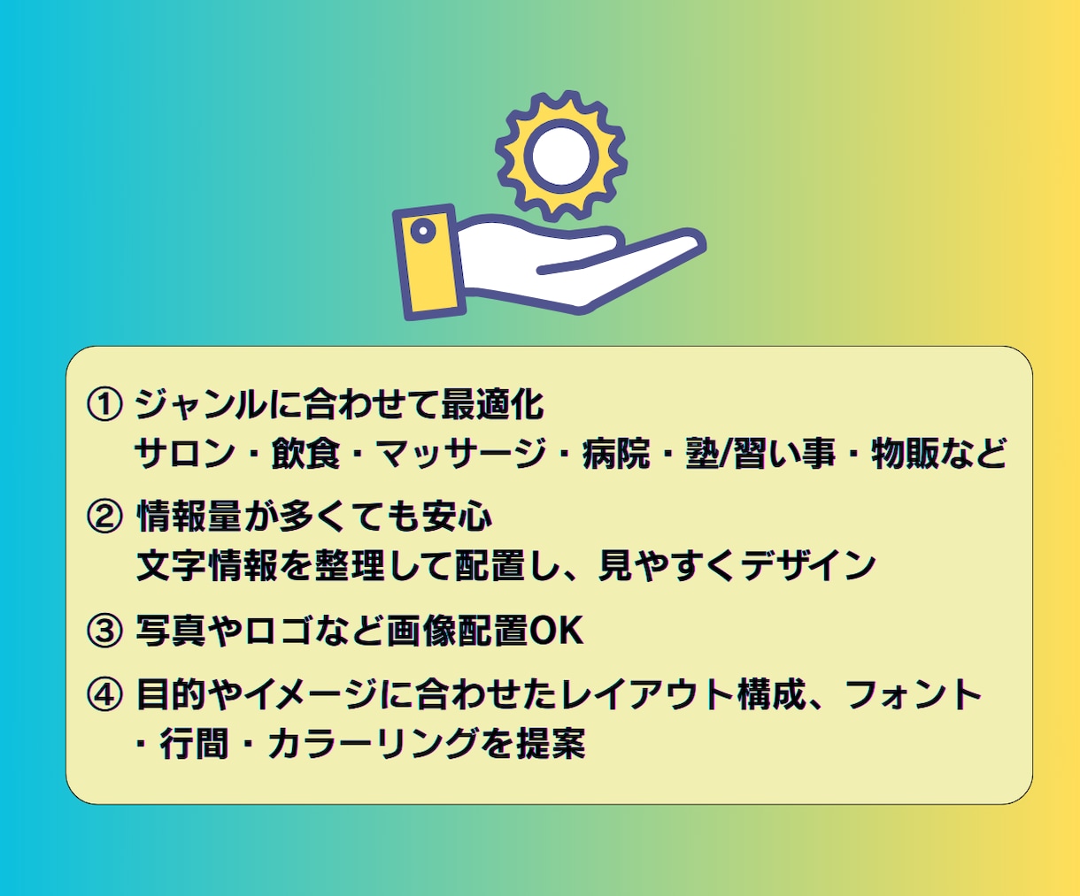 メニュー(＋販促ツール一式)｜テンプレ制作します お得なセットプラン有｜店舗ブランディング・開業準備｜業種不問 イメージ3