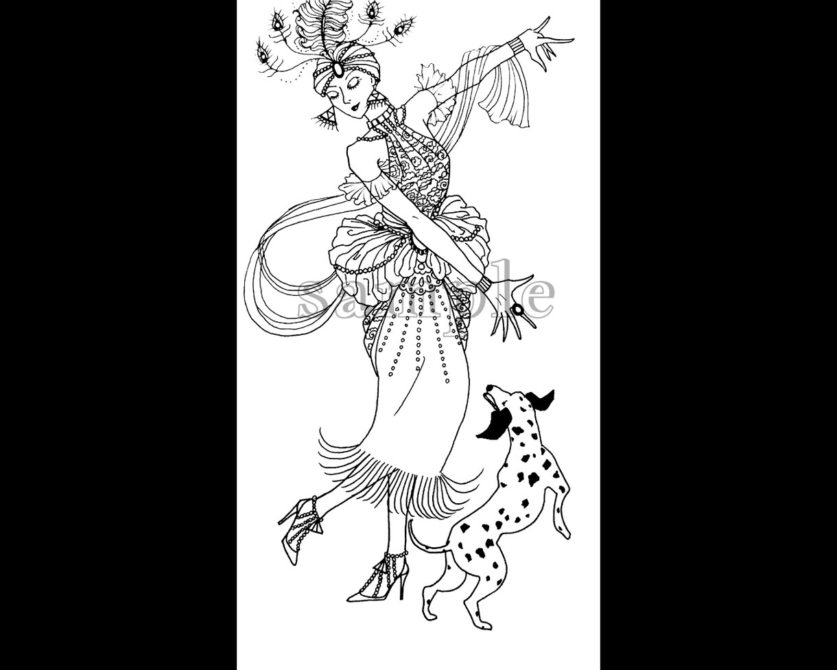 ヴィンテージ風モノクロファッション画お描きします 商用オプション有！メッセージアプリの背景やホーム画面にも◎ イメージ2