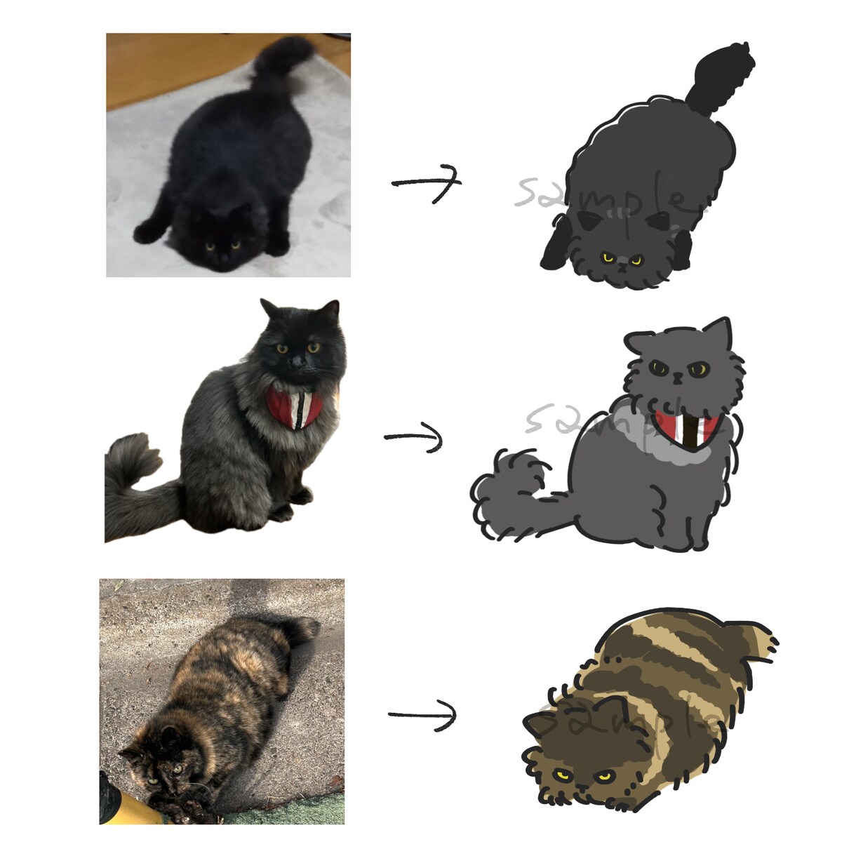 猫限定！ゆるかわ動物イラスト描きます 猫のゆるかわ動物イラスト描きます。ペットの記念や似顔絵に！ イメージ2