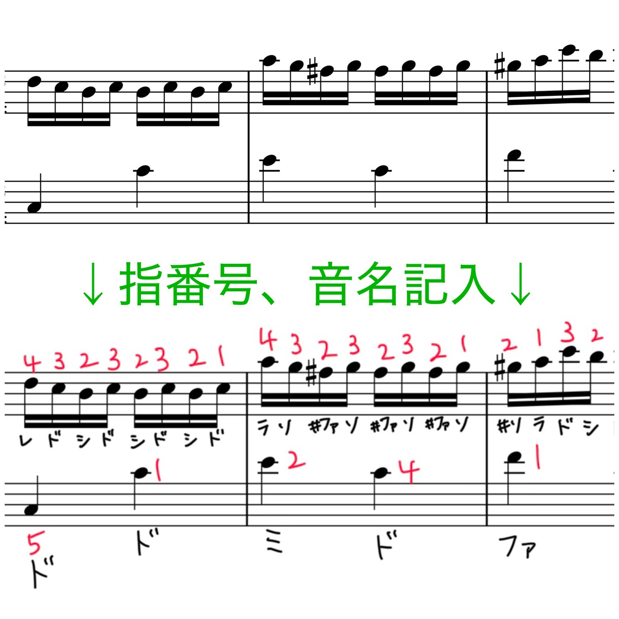 ピアノの楽譜に〈指番号・音名〉記入します 【先着3名様！音名無料】低価格で迅速に対応します⭐︎ イメージ1