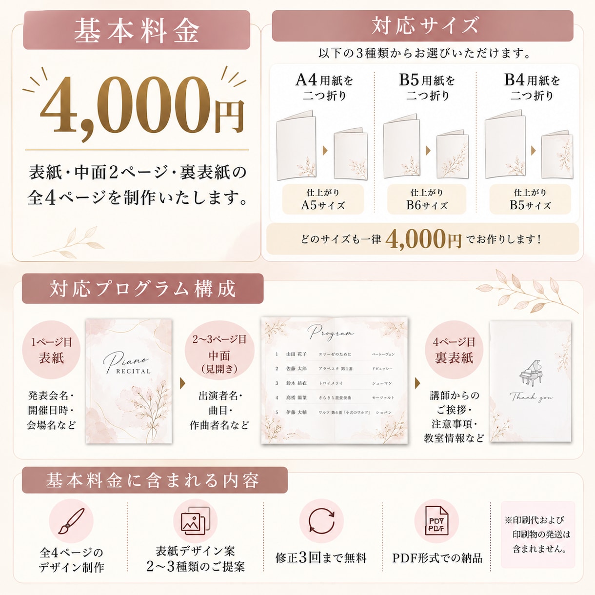 現役ピアノ講師が発表会プログラムを作成します 講師歴12年以上♪先生目線で心を込めて丁寧に制作します！ イメージ2